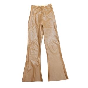 Commando Cognac Brown Faux Leather Cropped Flared Leggings Pants Size S